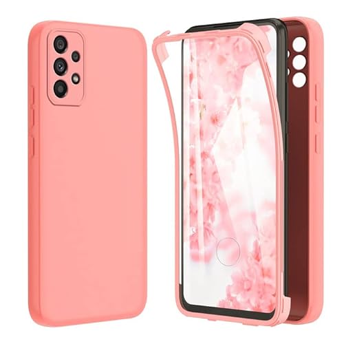 Tawarror Coque pour Samsung Galaxy A52 5G/4G/A52S 5G, 360 Degrés Antichoc Silicone Protection Case avec Protection D'écran Souple Intégré Anti-Rayures Robuste Complète Bumper Full Body Housse, Rose Cover