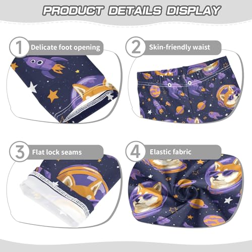 Astronaut Corgi Space Stars Girls Leggings Ultra Soft Compression Yoga Gym Pants for Kids 4-10T3