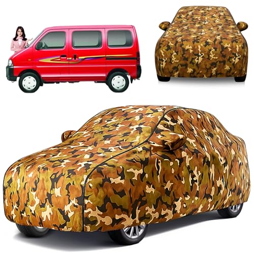Image of Avecrew 100% Waterproof Car Cover for Maruti Suzuki Eeco All Model Mirror & Antenna Pocket Triple Stitched, Dustproof Full Body Protection (Heat & UV Resistant,Jungle)