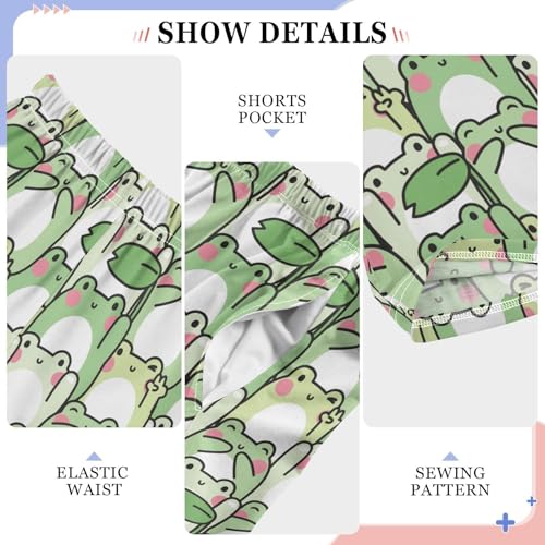 Frog and Lotus Leaf Boys Long Pants Soft Trousers Elastic Waist Kids Lounge Bottoms with Pockets S-XL4