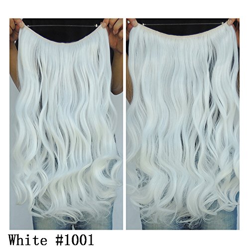 Curly Hair Extensions Hairpieces 20inch Synthetic Ladies Girls Invisible Wire Wavy Halo Secret Extension Pieces (1001#)