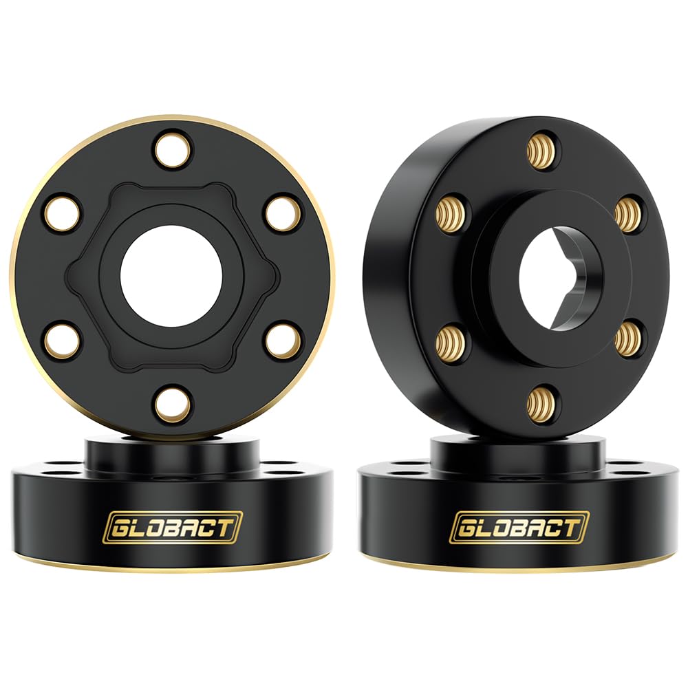 GLOBACT Brass Weights 12mm Hex Hub Extended Wheel Hex Hubs 51g Counterweight for 1/10 Trx4 Trx6 Axial SCX10 II III Redcat GEN7 GEN8 1.9in 2.2in Wheel Rims Upgrade Parts (4Pcs 6mm)