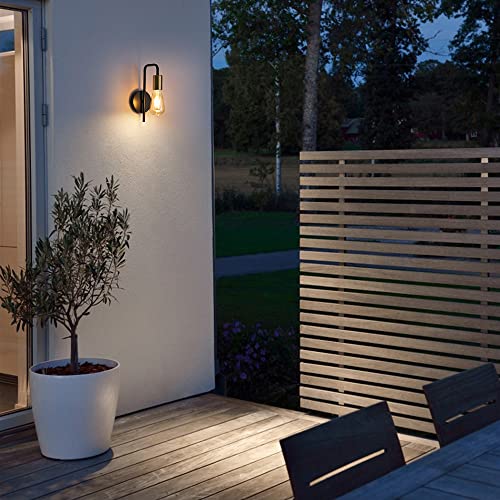 Osairous Applique Murale Vintage 2 Pack, Lampe Murale Intérieur Industrielle, Spot Mural Fer Rétro pour Chambre Couloir Bar, E27, IP20, Noir, Sans Ampoule - Image 5