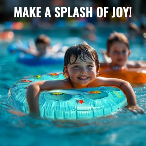 Image of Kids Inflatable Cartoon Swim Ring with Seat - Pink Baby Pool Float (bubble-ring-60)
