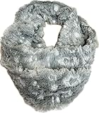 Material: Viskose JameStyle26 Kuschelig Warmer Winter Loop Schal Fleece Schlauchschal Rundschal mit Stern oder Pfote (Stern Grau)