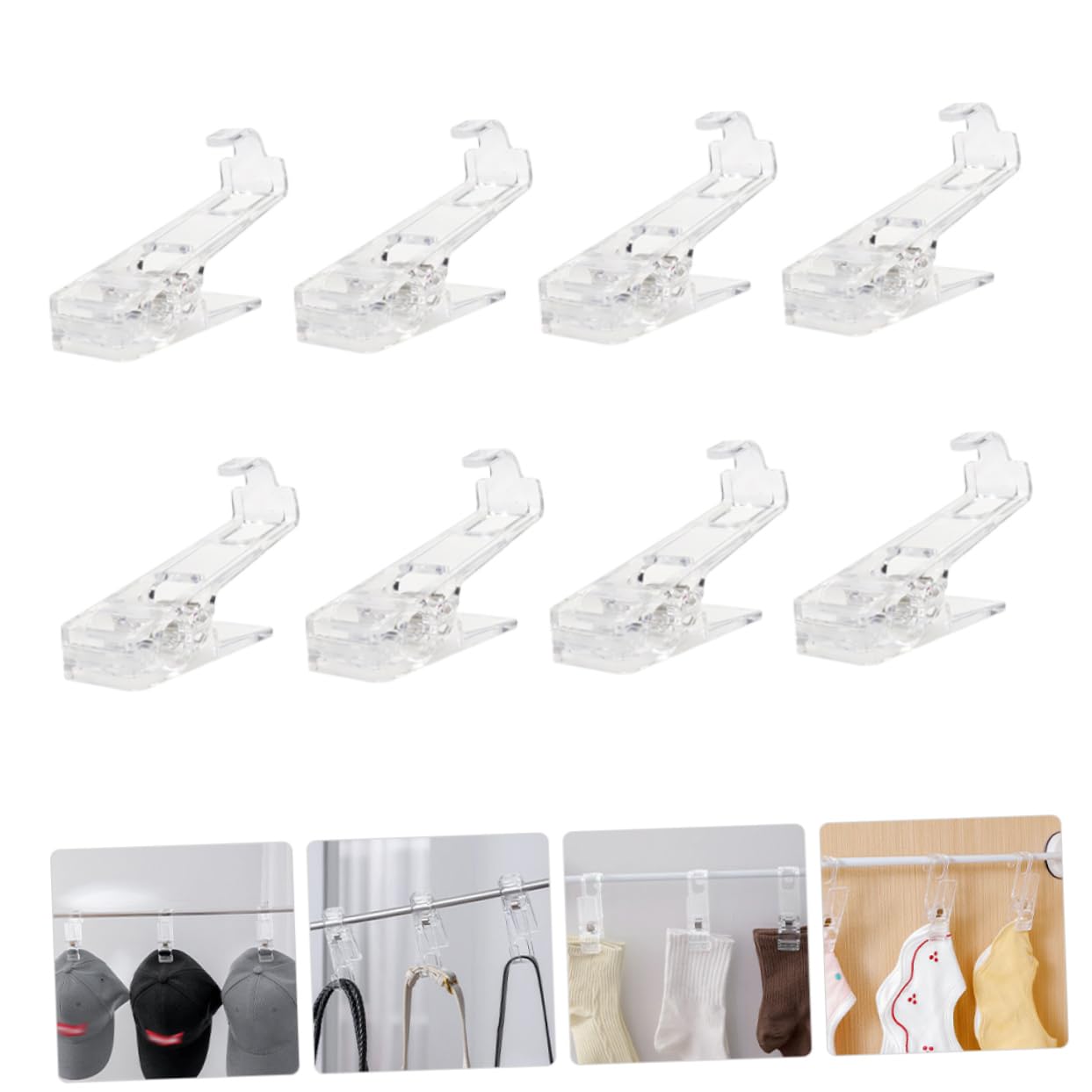 NUOBESTY 4 Sätze Anti-Rust-Haken Wäsche Aufhänger Aufhängeklammern Für Kleidung Keuchen Drinnen Clips Winddichte Kleiderklammern Quiltclip P.s Transparent 8 Stück * 4