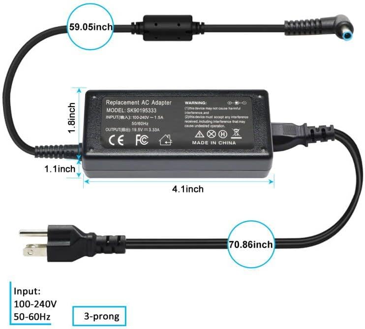 Miniatura 3 de Vanzer Cargador de laptop Dell de repuesto de 19.5V 3.34A 65W para Dell Inspiron 15-3000 15-5000 15-7000 11-3000 13-5000 13-7000 17-5000 17-7000