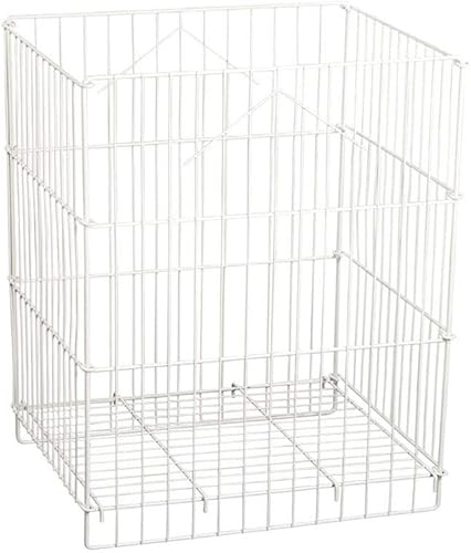 Cubo de basura de alambre blanco - 18" X 18" X 30"
