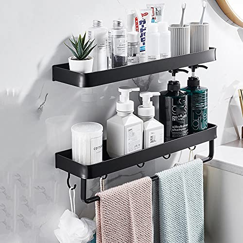 Cesta de Ducha Cesta de Ducha Negra Sin perforación Organizador de Ducha Adhesivo Montado en la Pared Espacio Aluminio para baño de cocina-E50cm
