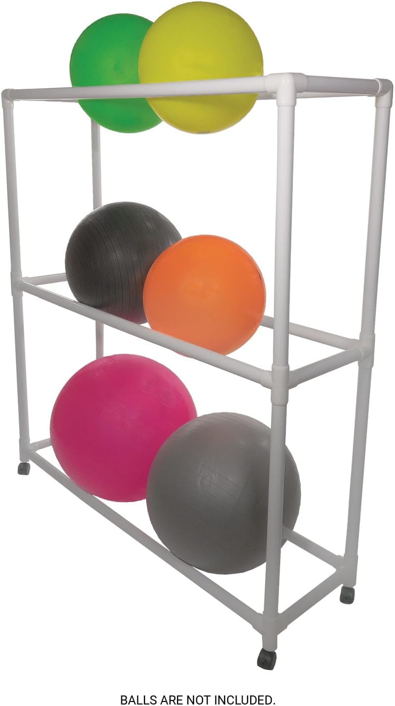 Champion Sports Ball Storage Cart, White, 62 InchL X 18.5 Inch W X 67 InchH