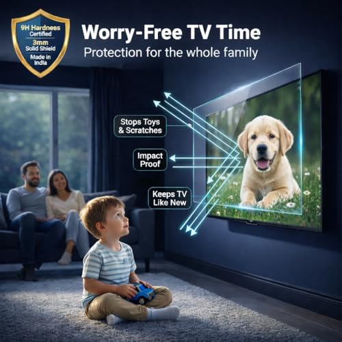 Image of OHAYO 75Inch Acrylic TV Screen Protector | Compatible with All 75 Inch LED, LCD, OLED, QLED & Smart TVs | 3mm Clear Protective Shield | Not Tempered, Not Glass | 9H Hardness | Military Strength | Scratch Resistant | Splash Resistant | Ultra HD Clarity | Easy Installation