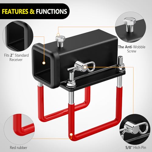 Image of Nilight 2 Inch RV Bumper Hitch Receiver with Hitch Pin Fits 4-4.5 inch Beam, 200Lbs Tongue Weight Capacity Adapter, Travel Trailer Rear Bumper, Fit for Camper Bike Racks Cargo Carrier Car