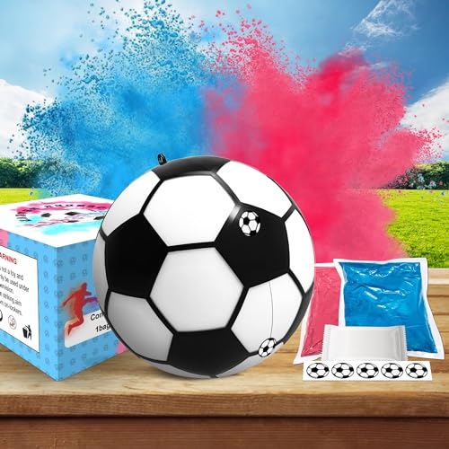 NALACAL Party Supplies Gender Reveal Soccer Ball - Blue and Pink Powder Kit Keep Secret & Safe Material Vibrant Huge Cloud Fun for Party