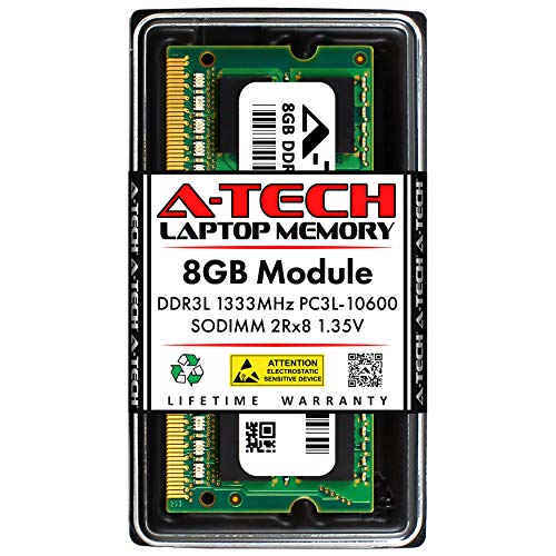 Image of A-Tech 8GB DDR3 /DDR3L 1333MHz PC3L-10600 (PC3-10600) CL9 SODIMM 2Rx8 1.35V 204-Pin Non-ECC SO-DIMM Laptop, Notebook RAM Memory Module