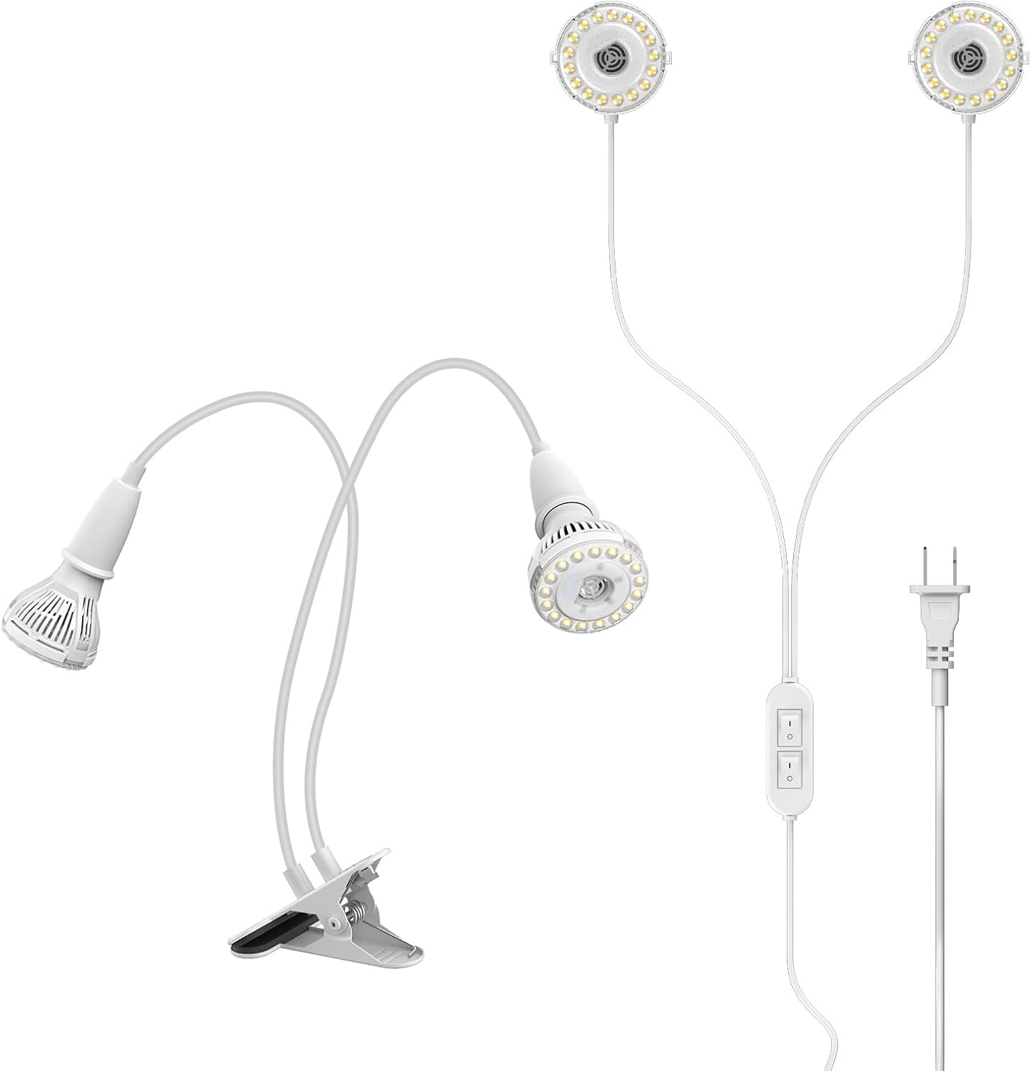 SANSI 20W Full Spectrum Plantenlamp Met Grip Clip En Zwanenhals - 2x E27 Kweeklampen