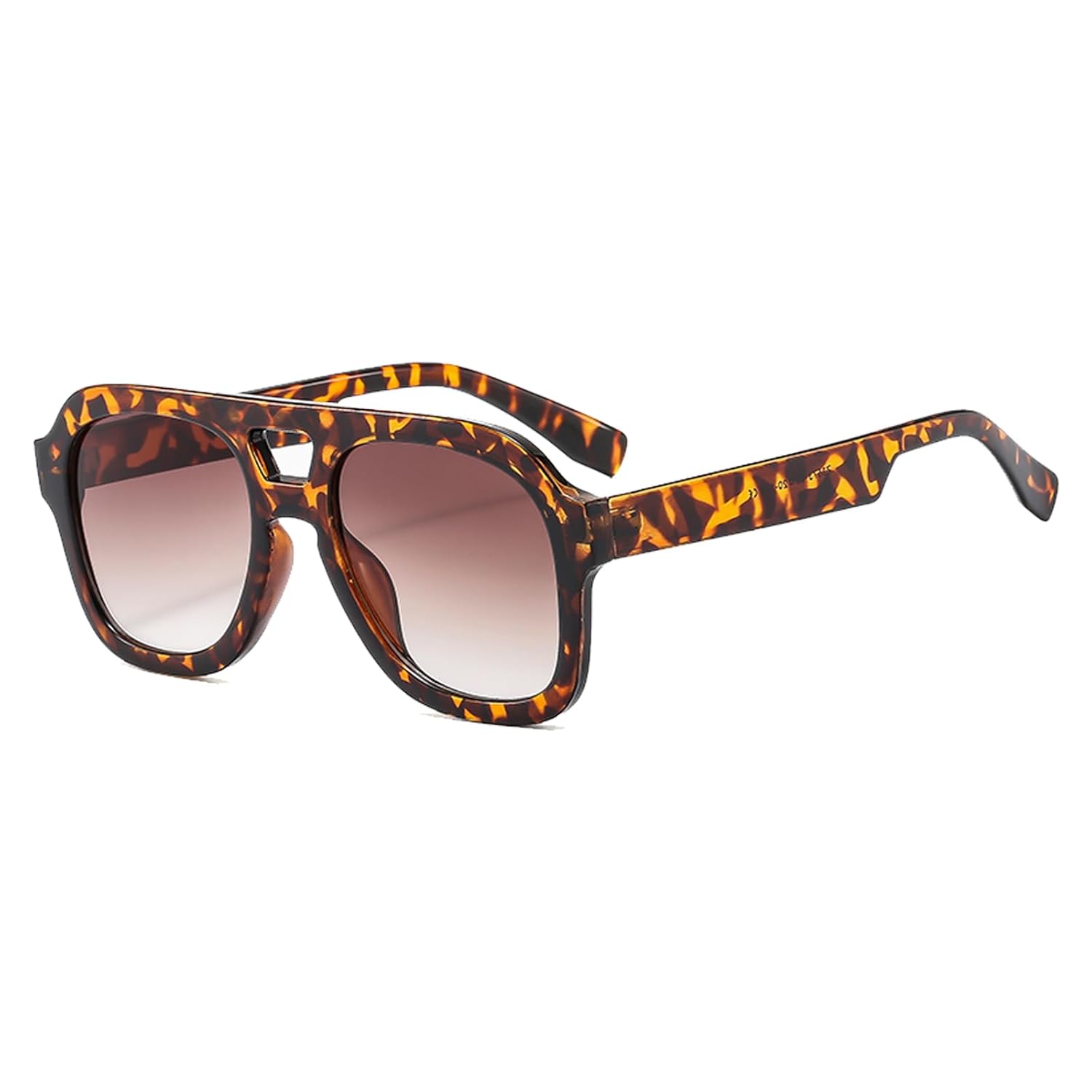 Long Keeper Retro Pilot Sunglasses Double Bridge Women Men Aviation Square Sun Glasses Thick Frame 70s Vintage Shades