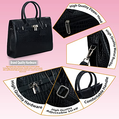 Image of RICHSIGN LEATHER ACCESSORIES Full-Grain Natural Cro Leather Top-Handle satchel Tote Handbags & Shoulder Sling Bags For Women Office Branded Stylish Size- L-12 X H-10 x W- 5 Inch