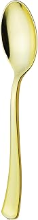 Party Essentials Disposable Plastic Cutlery/Heavy-Duty Flatware/Silverware for All Events, 100-Count, Shiny Gold Spoons