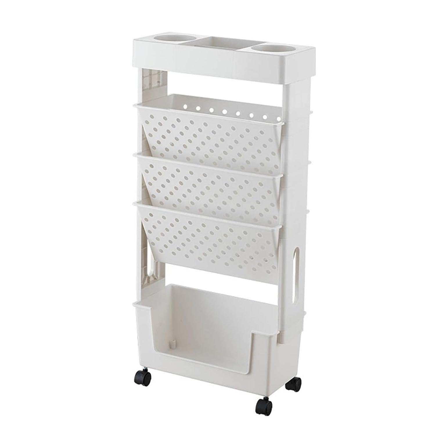 Bibliothèque mobile pour chambre d'enfant chariot de rangement blanc 5 niveaux salon épuré