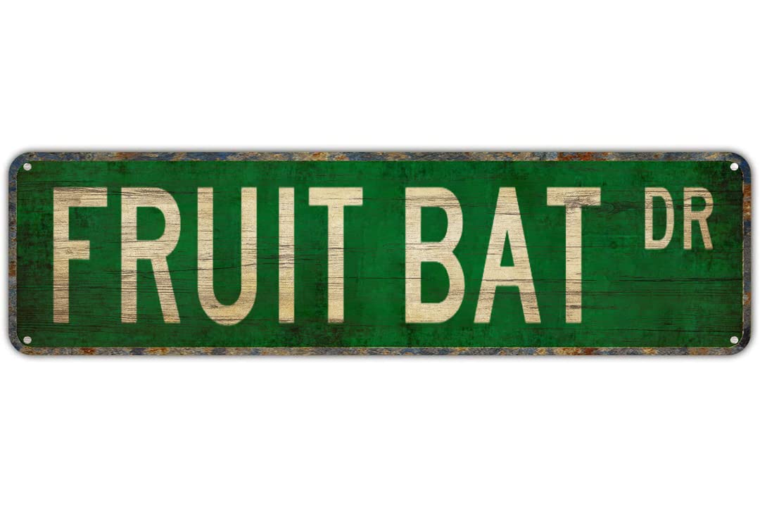 Sitrmgh Sign Street Fruit Bat Fruit Bat Gift Fruit Bat Fruit Bat Decor Wall Vintage Classic Home Decor 16X4 Inches Metal Aluminum