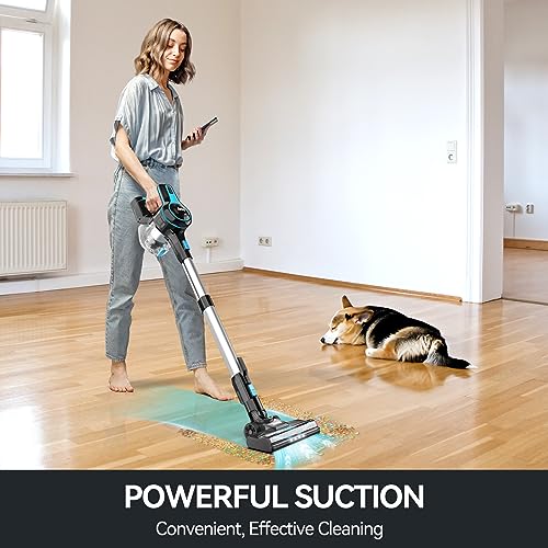 Image of INSE Cordless Vacuum Cleaner, 6-in-1 Rechargeable Stick Vacuum with 2200 m-A-h Battery, Powerful Lightweight Cordless Vacuum Cleaner, Up to 45 Mins Runtime, for Home Hard Floor Carpet Pet Hair-N5T
