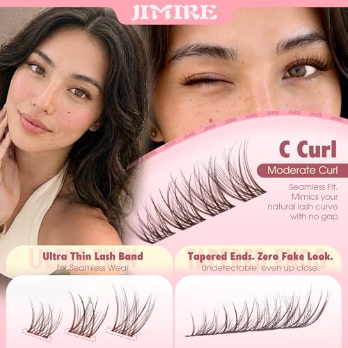 Image of Brown Lash Clusters 8-12MM Short Lashes Clusters Wispy Individual Lashes with Clear Band C-Curly Cluster Eyelash Extensions 120Pcs DIY Lash Extensions at Home by JIMIRE
