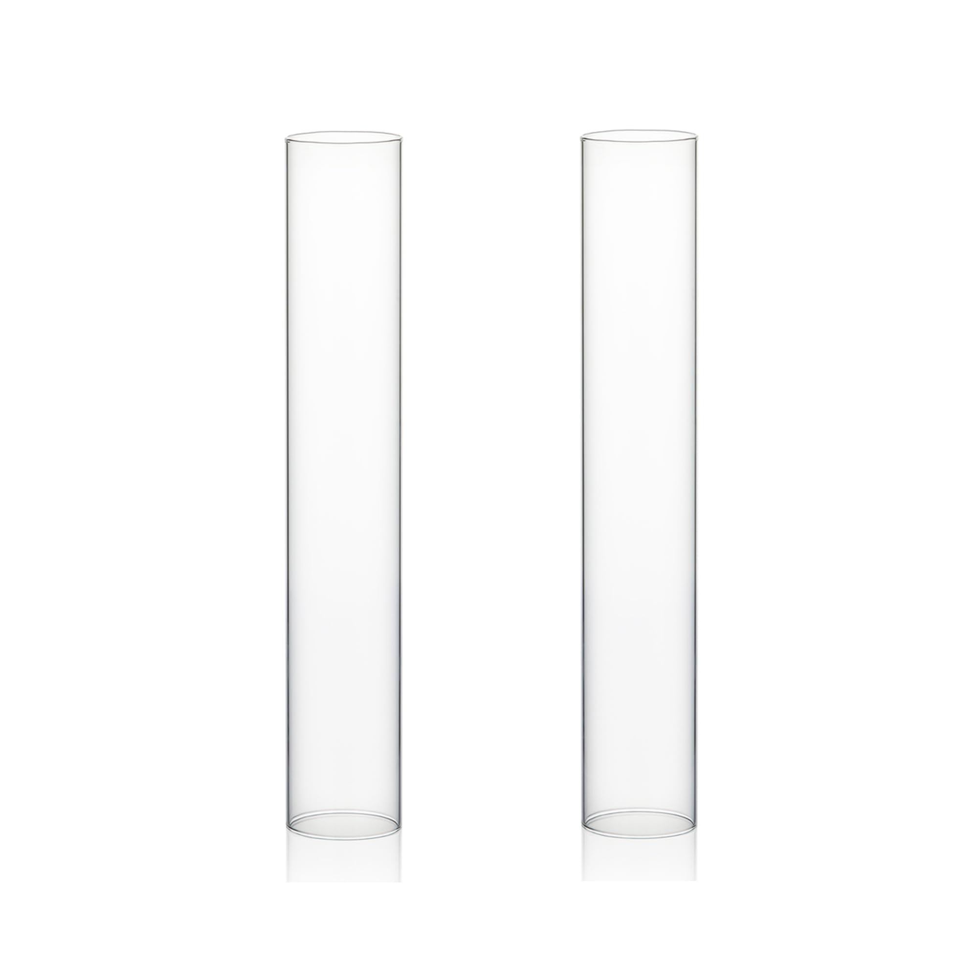 WGVI Hurricane Candle Holder Sleeve, Wide 2", Height 12", Clear Glass Cylinder Open Both Ends, Chimney Tube, Open Ended Candle Shade, 2 Pieces