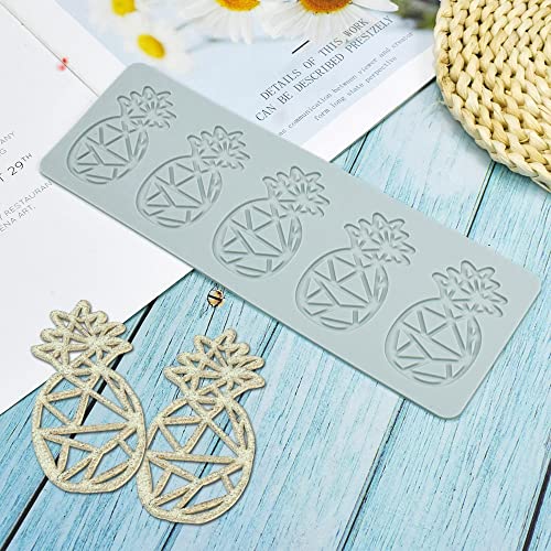 TUKE 3D Hollow Lace Fondant Molds Fruits Leaf Shape Lace Mat Party Cake Decoration Tool Cupcake Mat Silicone Molds for Polymer Clay Chocolate Baking Gummy Mould (Pineapple_10.16x3.4x0.08inch_K)