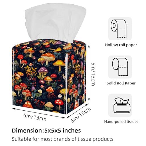 Housse de boîte à mouchoirs champignon en cuir imperméable et rigide lot de 2 - 4