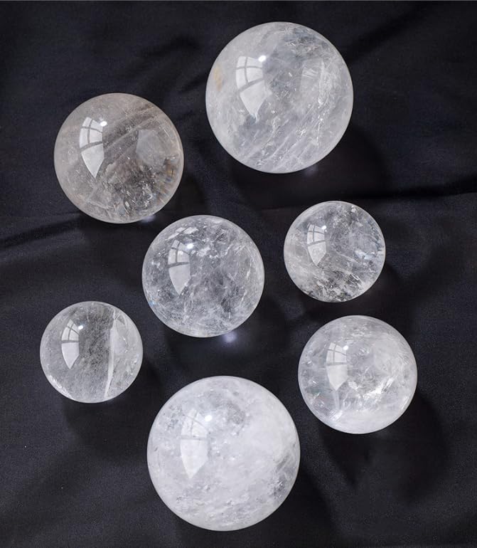 NIBHZ Esfera de Cristal de Cuarzo Transparente Natural con Soporte, Bola de Cristales Reales, decoración de Bola pequeña de Cuarzo Transparente, Bola de Cuarzo Transparente,6.8 in