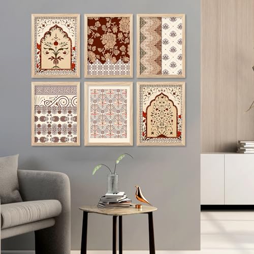 Image of kotart Premium Digital Madhubani Art Paintings with Frame for Home Decor - Framed Painting Living Room Bedroom Office - Wall Decoration - Pack of 6 (14X20 Inch, F)