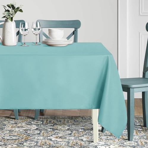 Image of sancua Rectangle Tablecloth - 60 x 120 Inch - Stain and Wrinkle Resistant Washable Polyester Table Cloth, Decorative Fabric Table Cover for Dining Tables, Buffet Parties and Camping, Turquoise