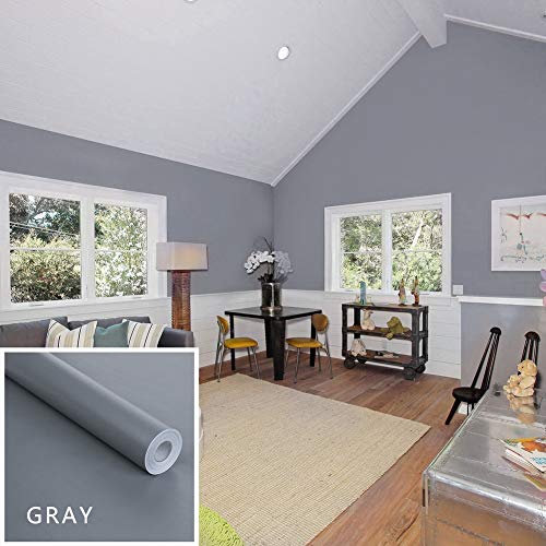 Preisvergleich Produktbild Katylen mit Kleber Tapete Wandaufkleber Wohnzimmer Schlafzimmer Veranda Tapete Student Schlafzimmer Schrank Einfarbig Tapetenaufkleber, grau, 45cm * 100cm