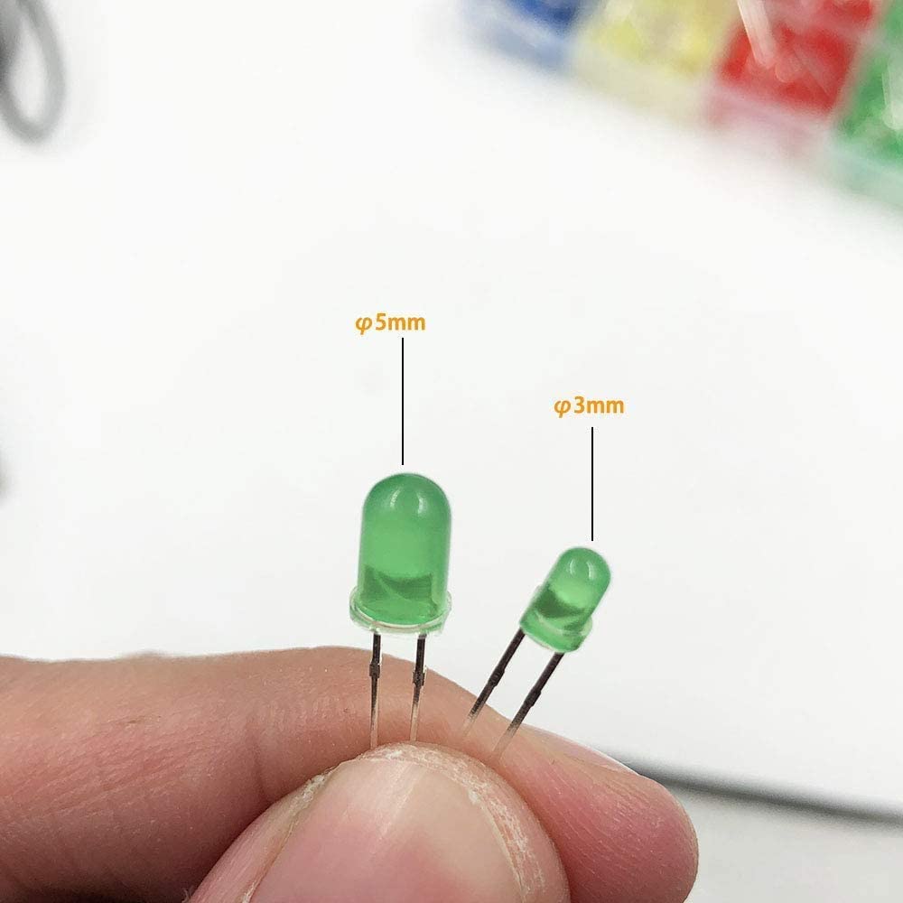 Garta LED Diode 5 mm, 500 Pcs 5 Colors 5mm LED Light Emitting Diodes
