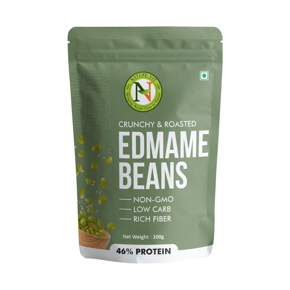 NatureVit Edamame Beans 100g | High Protein Snack | Roasted Soybean Snack | Healthy Vegan Superfood | Rich in Fiber & Nutrition