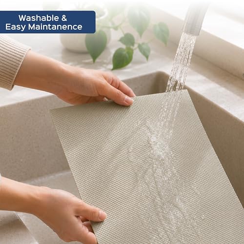 Image of Homestrap Washable Anti-Slip Shelf Liner (45cm X 5m)| Multipurpose Kitchen Drawer Mat for Fridge, Table, Cupboards, and Shelves | Waterproof and Easy to Clean in Ivory
