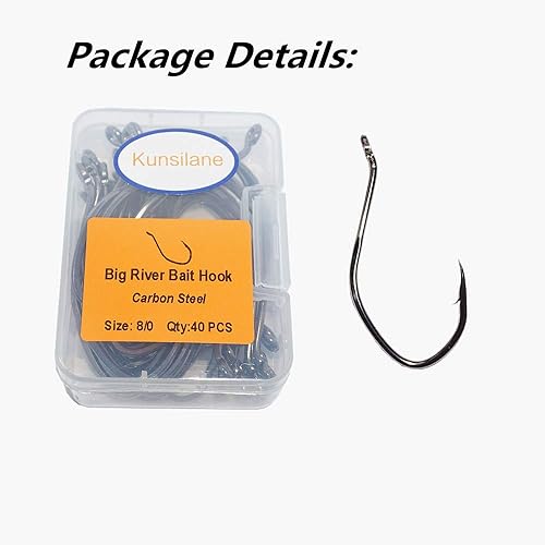 Miniatura 7 de Anzuelos de bagre Big River Bait Hook 25-50pcs de 1-100 anzuelo de pesca de agua salada Amplio hueco gancho de cabeza plana de caza grande