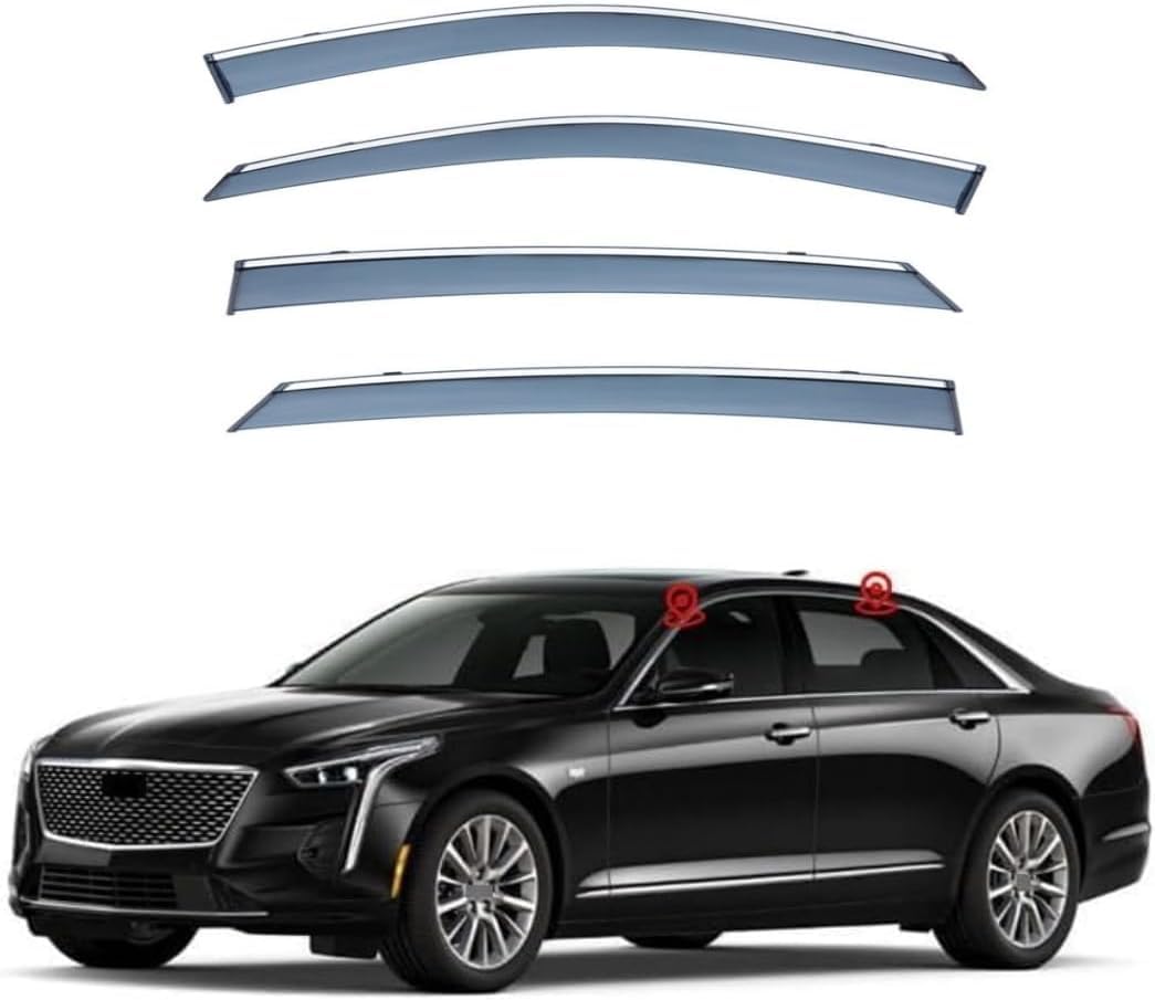 FengXH 4Pcs Smoke Tint Car Window Deflectors for Cadillac CT6 2016-2022