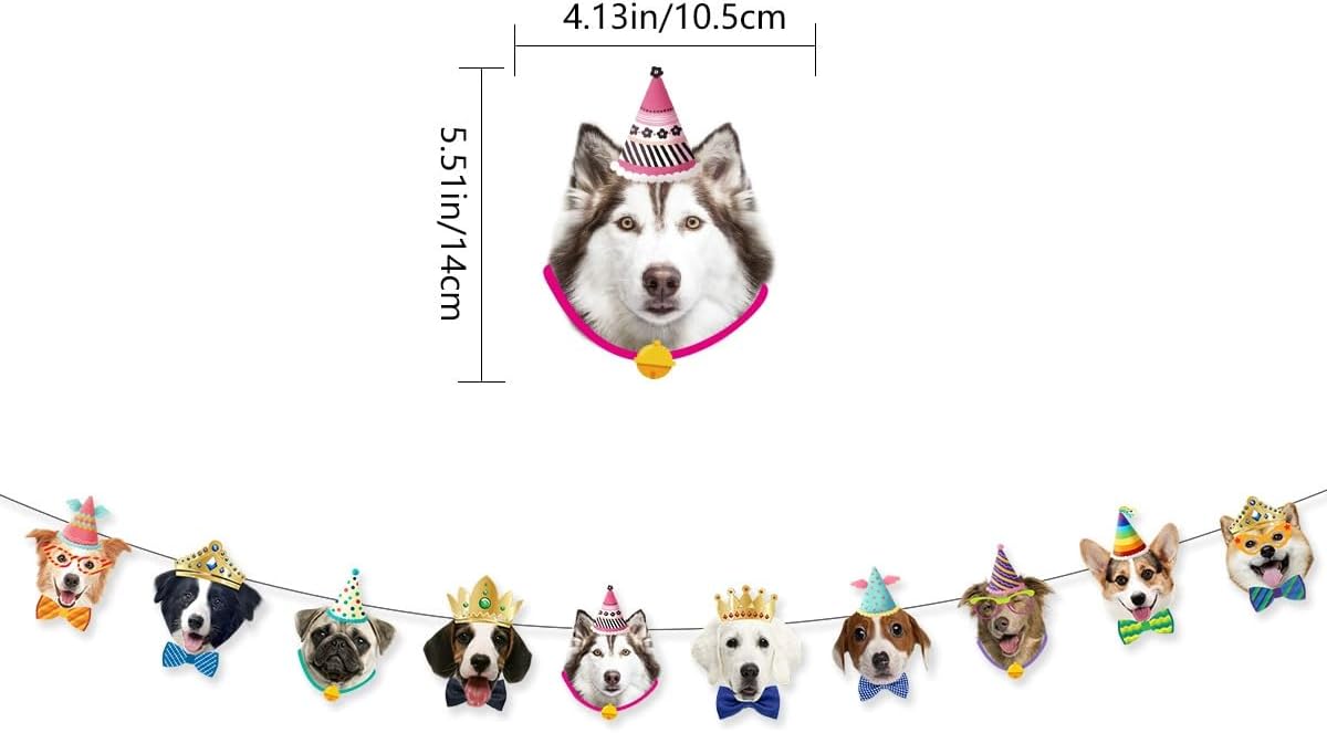 Dog Birthday Decorations, Cute Puppy Happy Birthday Banner, Kid Adult Funny Party Supplies with Banner and Hanging Swirl image 2