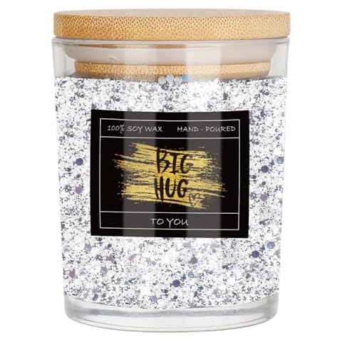FAMGift Candle Gifts for Mom - Hug Jar Candle 7oz Soy Wax with Glitter Décor - Mother's Day Gifts - Personalized Get Well Soon Thinking of You Gifts Vanilla Scented (Hug) Cover