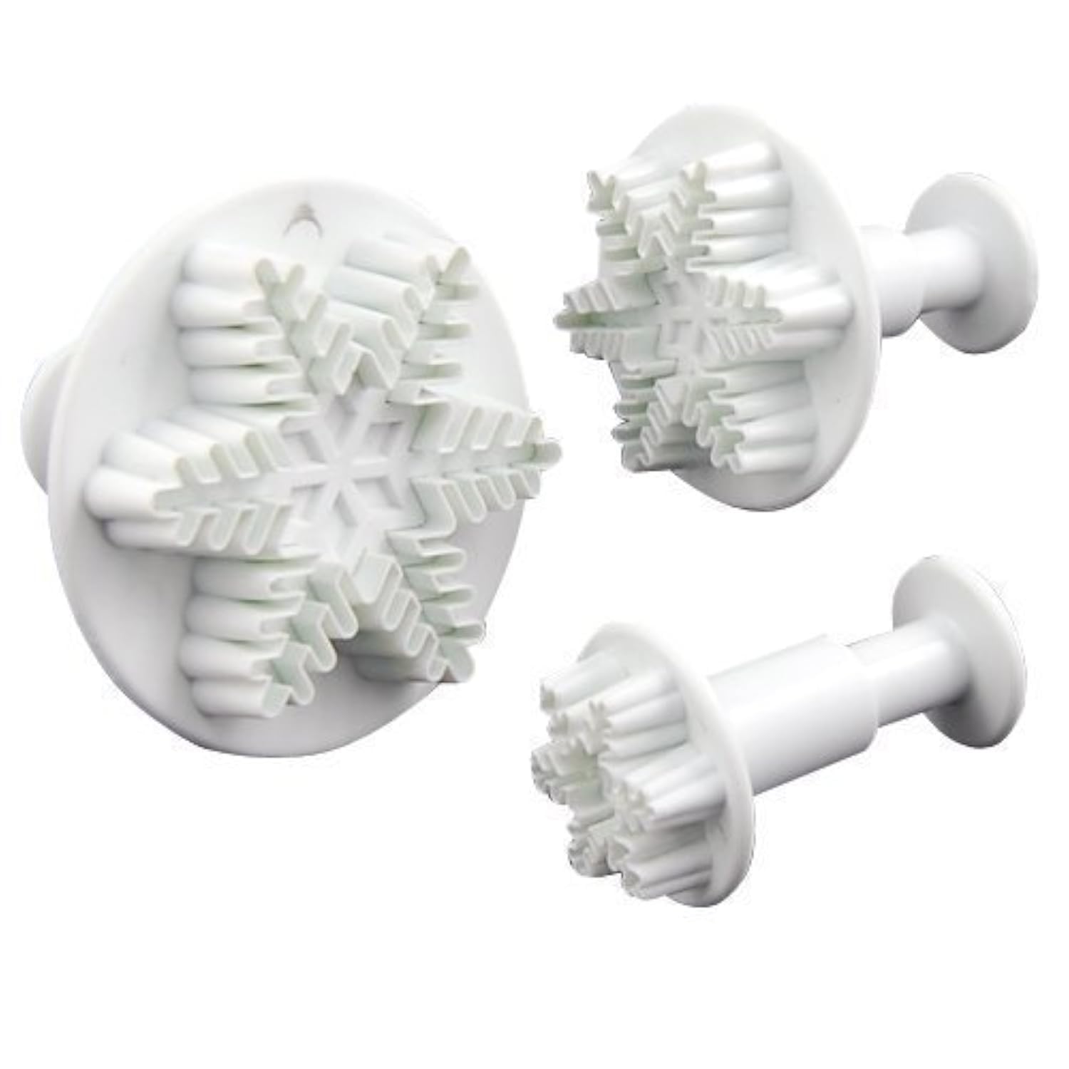 Accessotech White 3 Sugarcraft Snowflake Cutter Plunger Cake Fondant Craft Decorating Tool Xmas