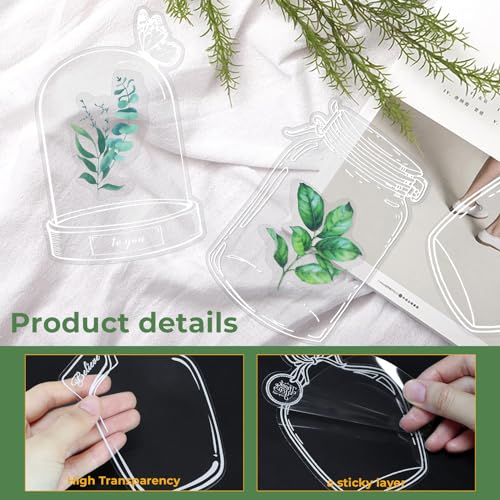 DLOnline 40 Pcs Glass Bottle Shaped Bookmark & 40 Pcs Plant Sticker, Dried Flower Bookmark Kit, Clear Bookmarks for Pressed Flowers, Pressed Flowers Bookmark Set with Tweezers for DIY Bookmarks - Thumbnail 4