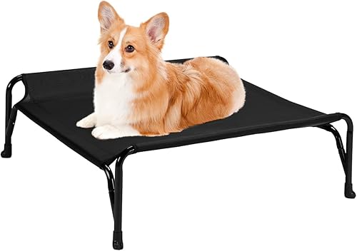 Veehoo Cama elevada para perro con valla protectora de doble cara para perros medianos, malla transpirable lavable, patas antideslizantes en forma