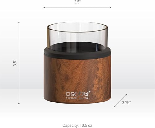 Miniatura 3 de Asobu Vaso de whisky con manga aislada de acero inoxidable 105 onzas madera