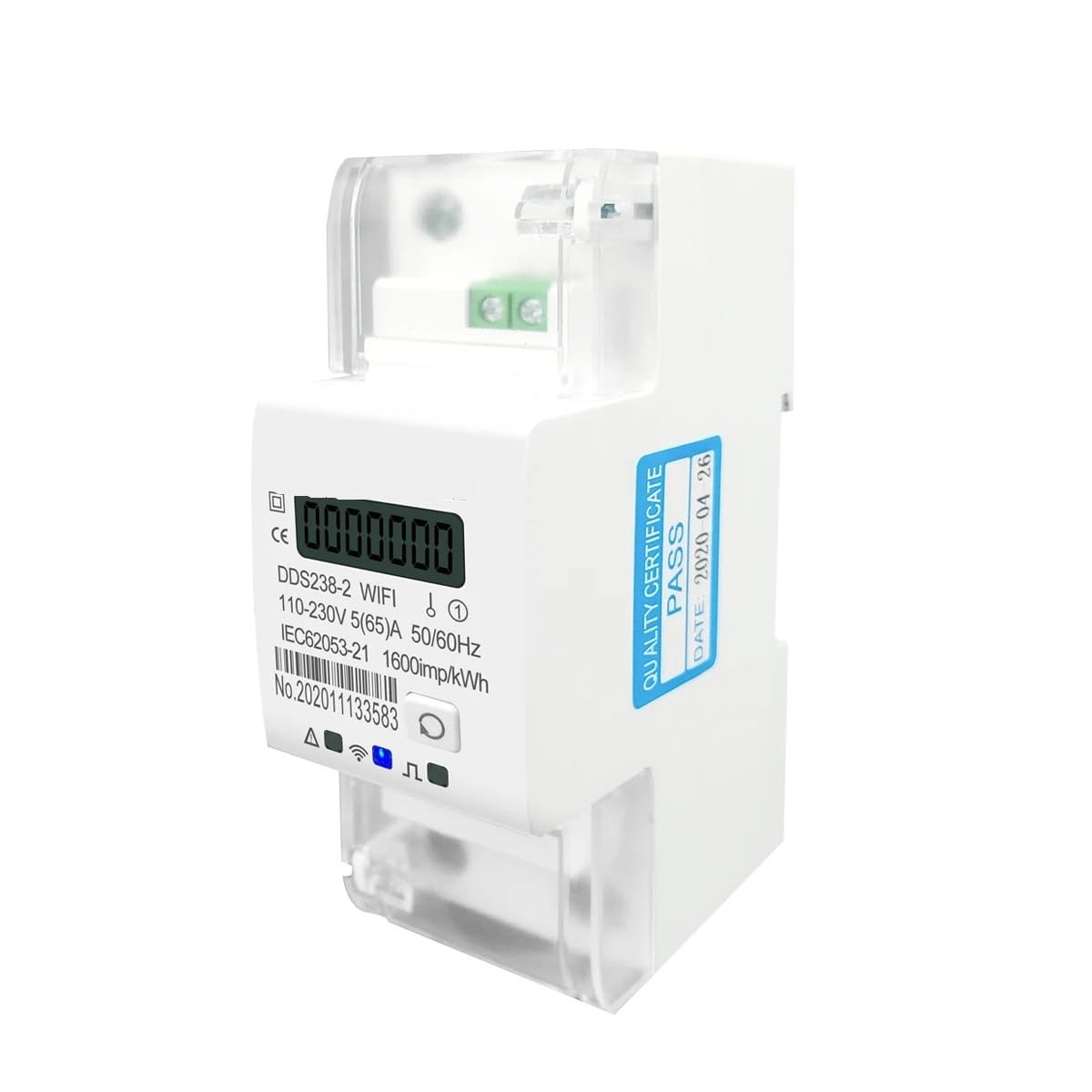 NURII Medidor de energía Inteligente monofásico en Carril DIN, medidor de kWh, vatímetro 65A