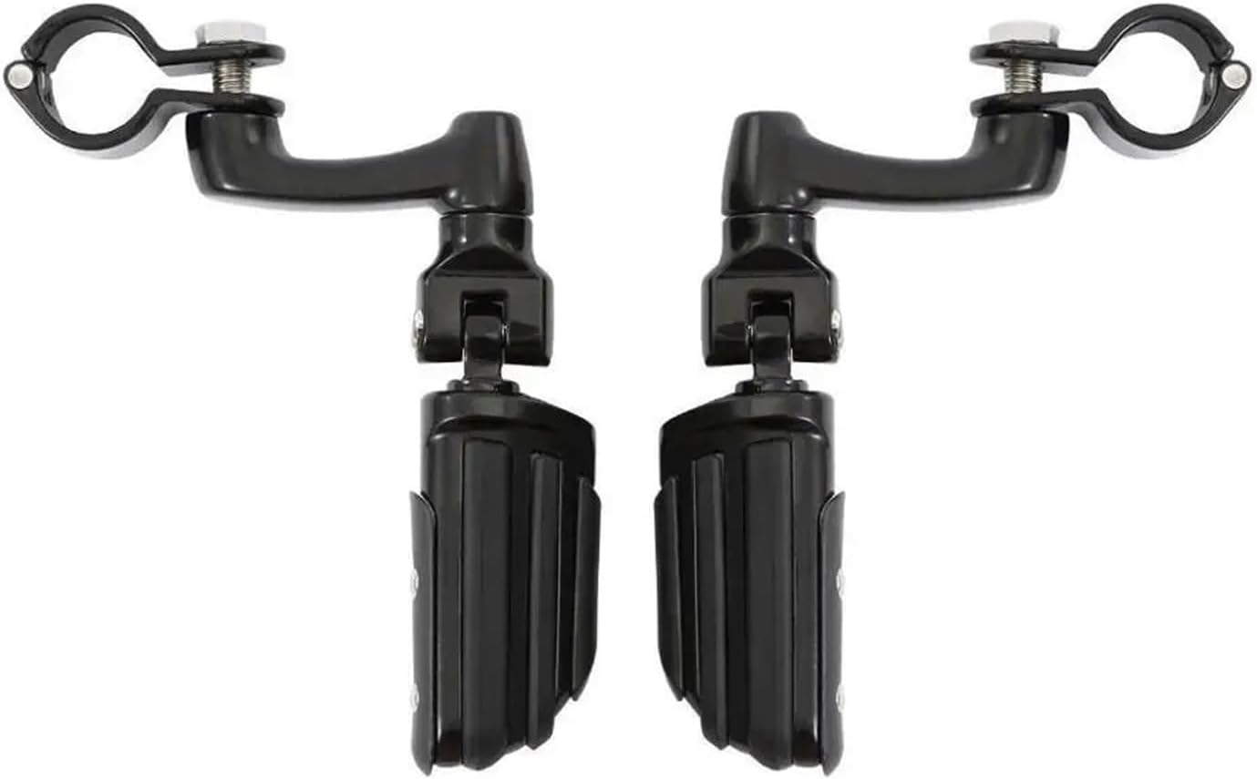 Motorcycle Black Universal Adjustable 1-1/4" Highway Foot Pegs Footrest Mount Compatible With Harley Compatible With Kawasaki