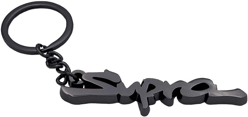 Boostnatics Car Badge Keychain Key Ring Compatible with Supra Key Fob (Black), Black Chrome, Black Chrome