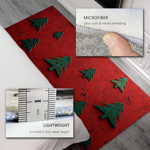 Tapis Shabby Chic Cuisine Arbre Noël rouge fin de qualité supérieure