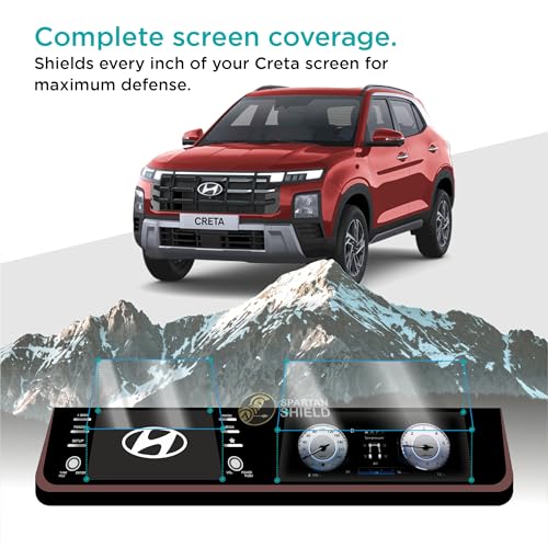 Image of Spartan Shield Screen Guard COMBO For HYUNDAI CRETA 2024 FACELIFT | 8 Inch INFOTAINMENT + 10.25 INSTRUMENT CLUSTER + AC Panel Protector | S SO Optional | Car Display Accessories [Not Tempered Glass] (8 inch INFO + 10.25 MID [Glossy])