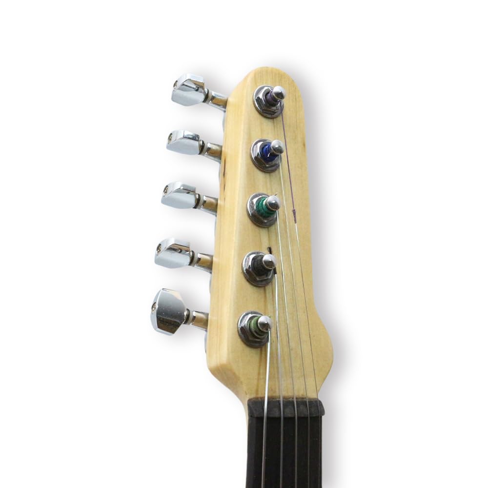 Yinfente - Violín eléctrico de 5 cuerdas 4/4 violín de tamaño completo con forma de guitarra eléctrica, piezas de violín de ébano con madera maciza, carcasa de violín sin cuerpo